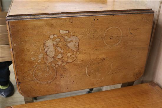 A Regency mahogany drop-flap work table, ebony line-inlaid, W.52cm